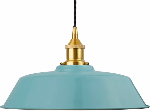 SE Home Chancery Pendant Light in Duck Egg Blue with Polished Brass and Black Twisted Details