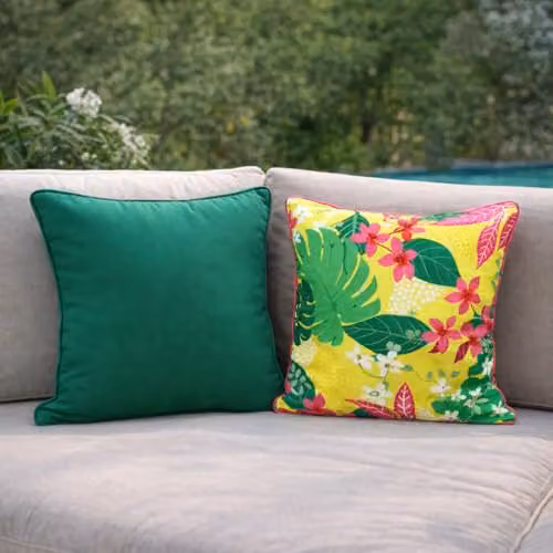 Peggy Wilkins Tropical Bloom Water-Resistant Outdoor Square Cushion, Yellow and Pink, W/D/H: 45 x 45 x 45 cm – 3