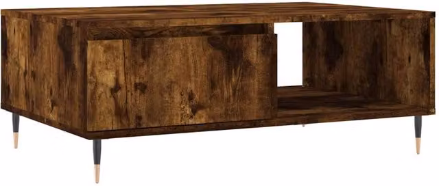 Berkfield Home Smoked Oak Coffee Table in Brown, W/D/H: 90 x 60 x 35 cm