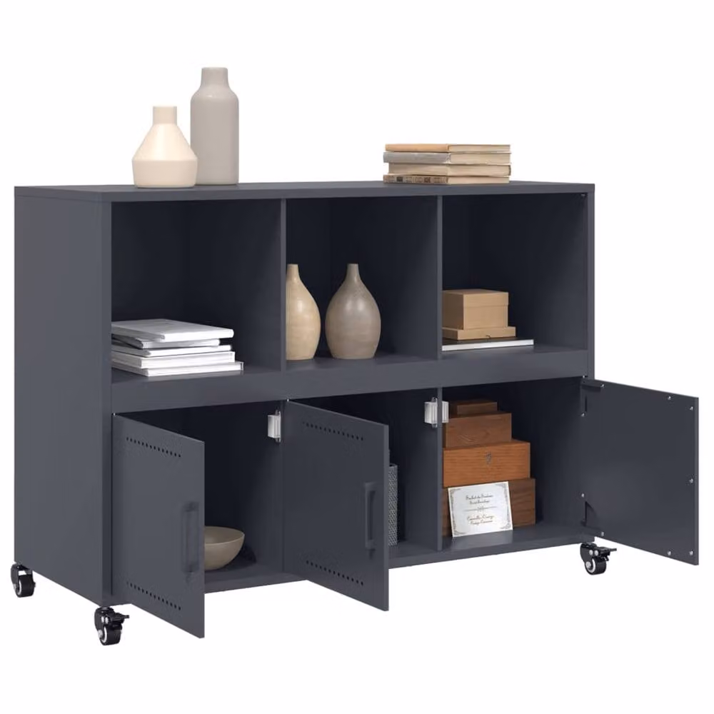 Berkfield Home Anthracite Metal Sideboard in Dark Grey, W/D/H: 100.5 x 39 x 72 cm – 4