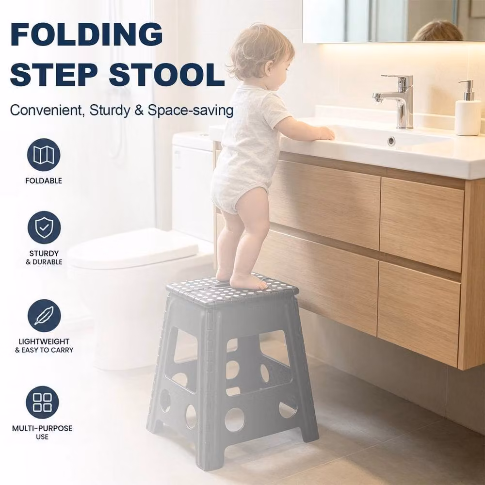 SPETLEK Large Folding Step Stool with Handle, Black, 150kg Capacity – 3
