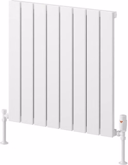 Bathroom Kingdom Piatto White Single Flat Panel Horizontal Aluminium Radiator W: 60.0 cm, H: 59.5 cm