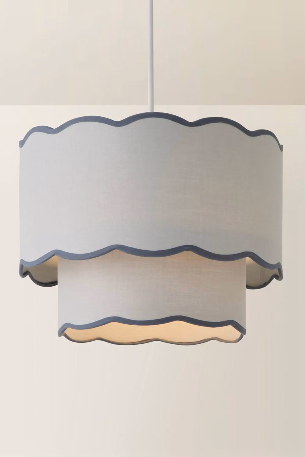 ValueLights Sloane Two-Tier Scallop Edge Easy Fit Ceiling Lamp Shade in Grey, Diameter: 35 cm – 2