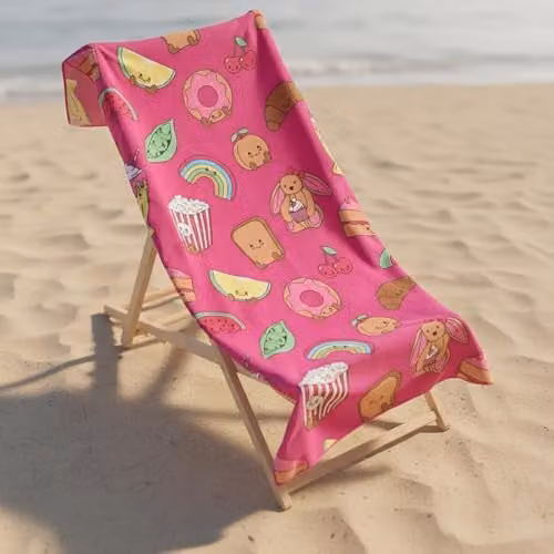 OHS Sweetie Pies Microfibre Beach Towel, Pink, W: 71 cm, L: 152 cm