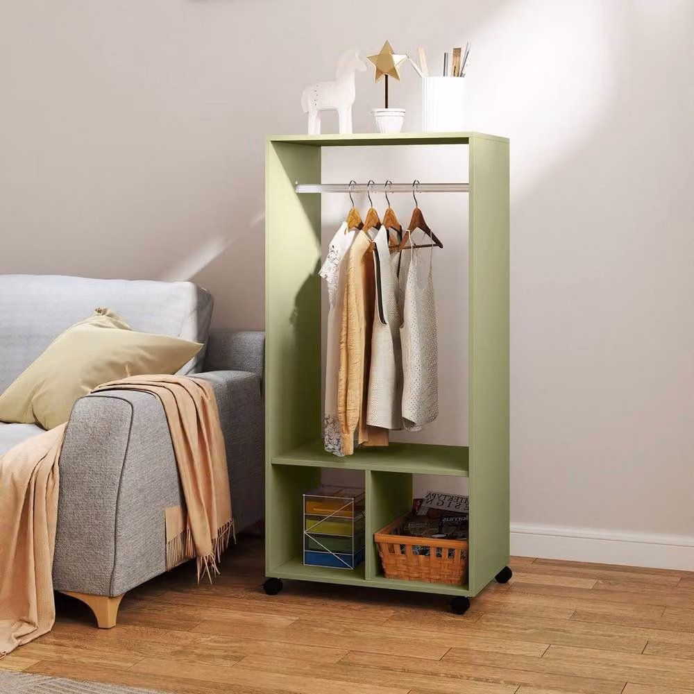 NESTLUNE Open Wardrobe Clothes Rail in Green, W: 100 cm, D: 15 cm, H: 128 cm – 4