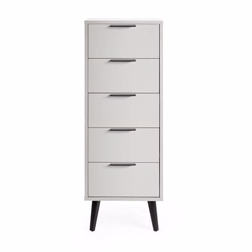 Julian Bowen Alba 5 Drawer Chest with Soft Close Drawers, Grey, H 120.5 x W 45 x D 40 cm – 1