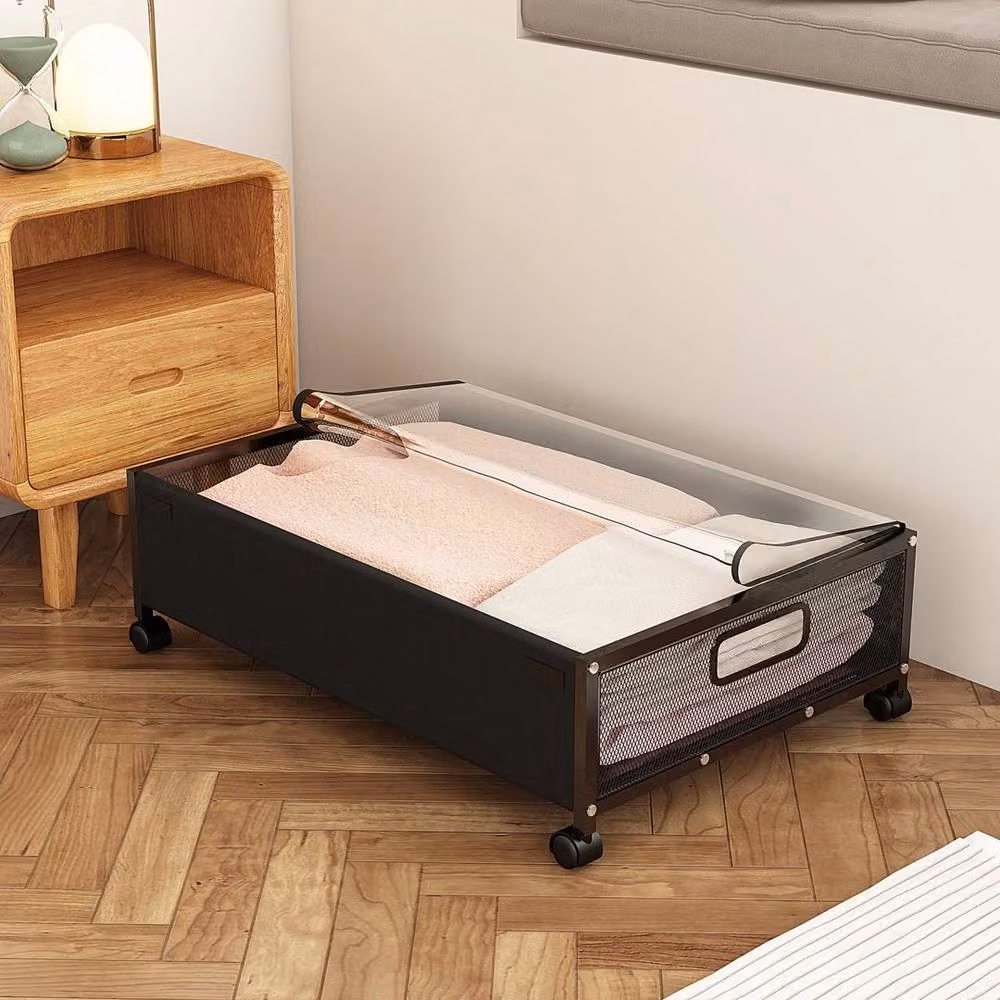 Kelvenix 2X Large Underbed Storage Boxes in Black with Wheels – 5