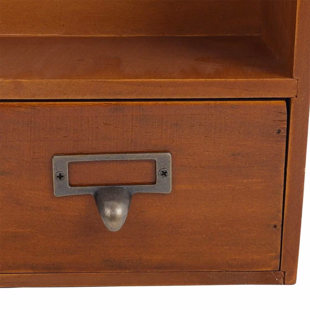 FORGEVIO Vintage Wooden Wall Mounted Cupboard in Brown with Hinged Doors and Internal Shelves – 3