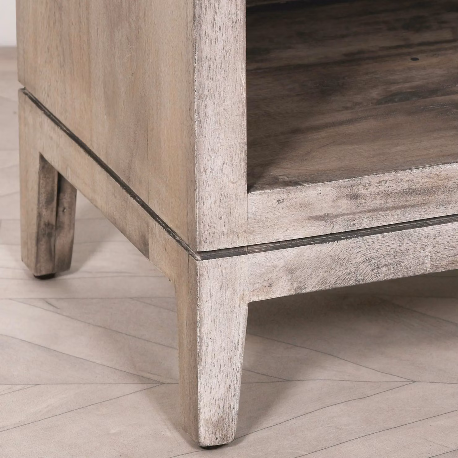 Glasstone Mango Wood Bedside Table with Drawer in Light Beige, W/D/H: 39.5 x 55.0 x 60.5 cm – 3