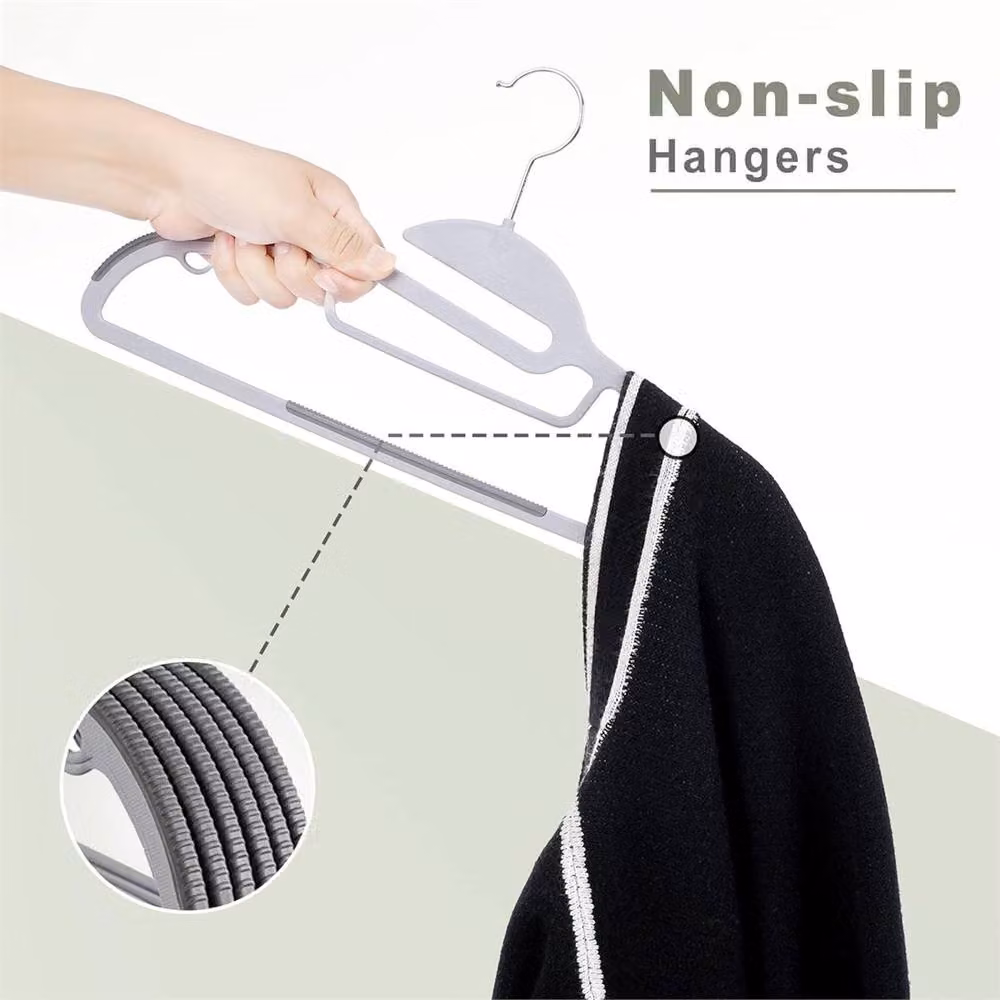 NESTLUNE 30-Piece Grey Non-Slip Plastic Space-Saving Clothes Hangers – 3