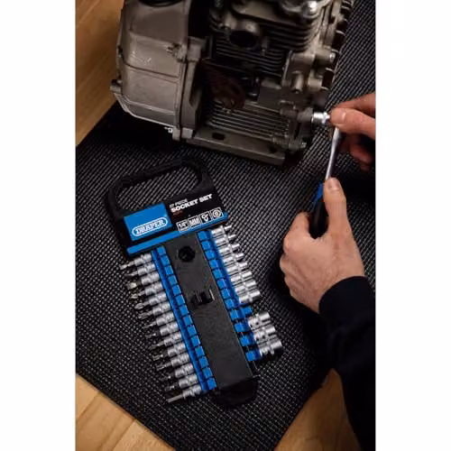 Draper 27 Piece Metric 1/4 Inch Square Drive Socket Set in Blue and Silver – 2