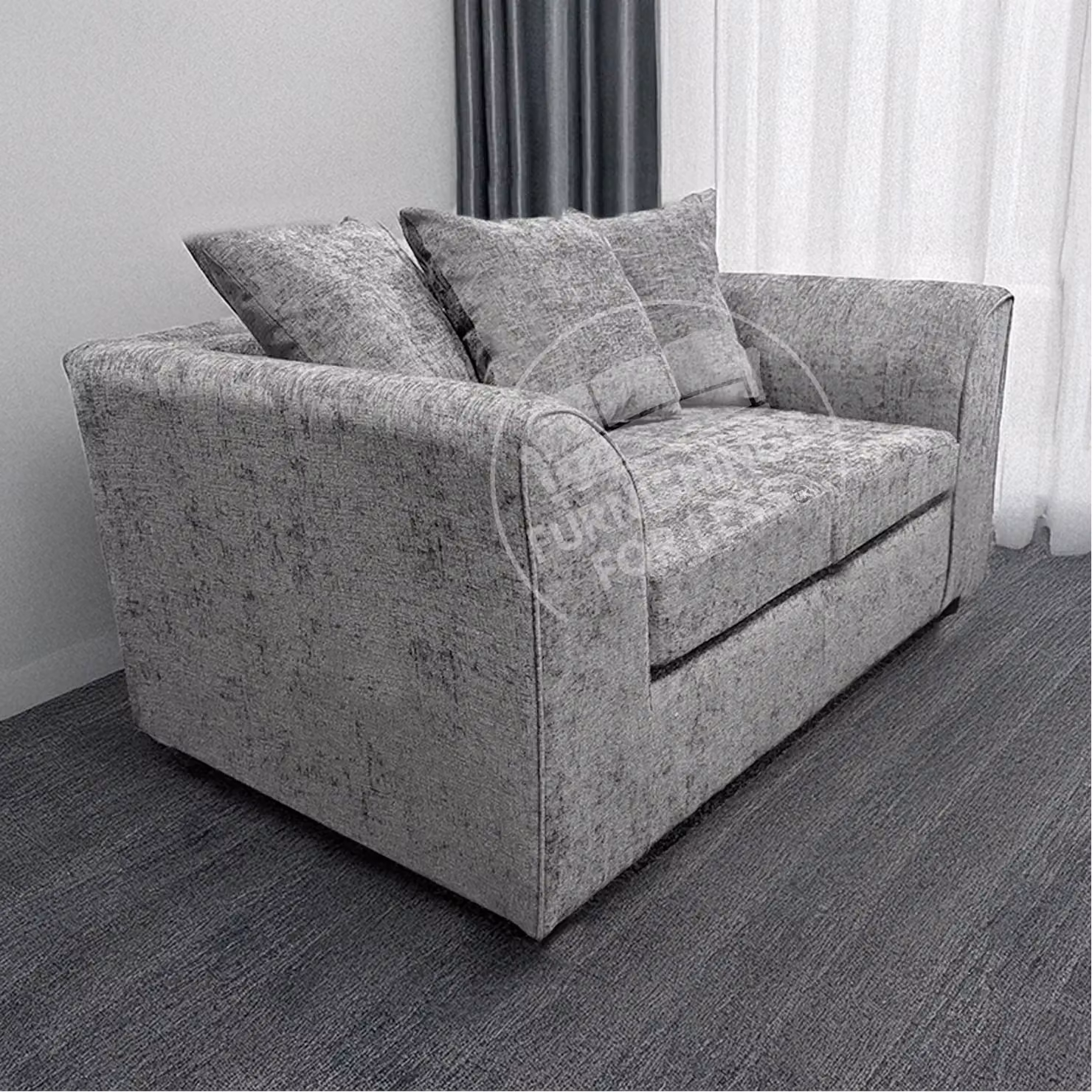 Furnishings For Less UK Monaco Chenille Fabric 3 Piece Sofa Suite in Light Grey, including 2 Seater Sofa and 2 Armchairs – 3