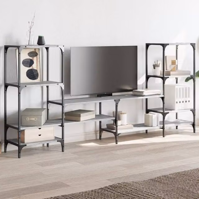 Berkfield Home Grey Sonoma TV Cabinet in Matt Engineered Wood W: 206.5 cm, D: 28.5 cm, H: 95 cm