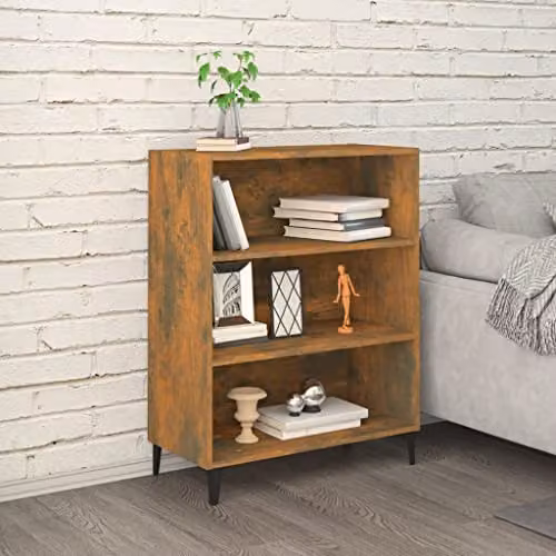 vidaXL Smoked Oak Sideboard Console and Storage Cabinet in Brown Engineered Wood, W/D/H: 90.0 x 32.5 x 69.5 cm – 2