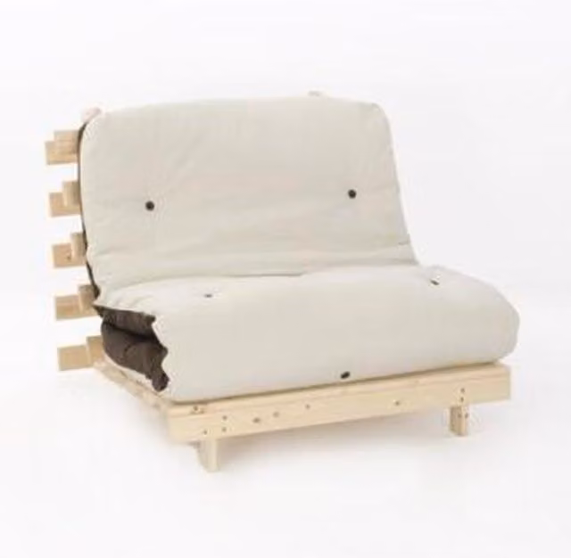 Comfy Living Chocolate and Cream Premium Luxury Futon Sofa Bed with Solid Wood Frame, W/D/H: 75 x 190 cm
