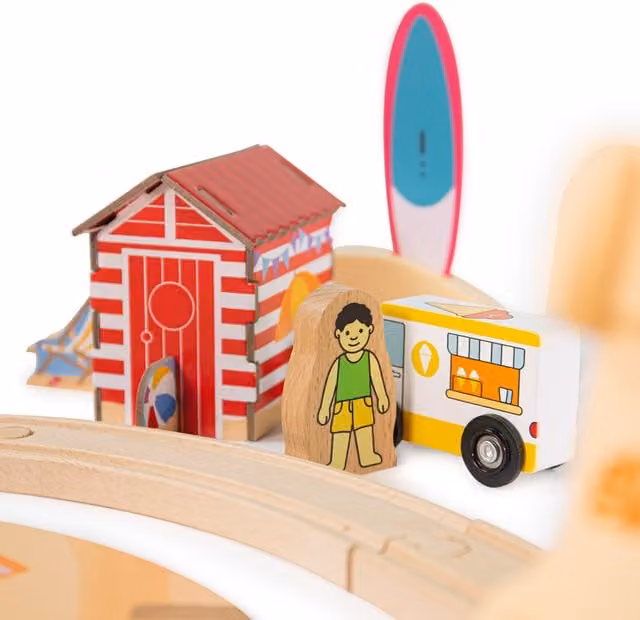 Bigjigs Rail Coastal Clean up Multi-coloured Wooden Push Train Set