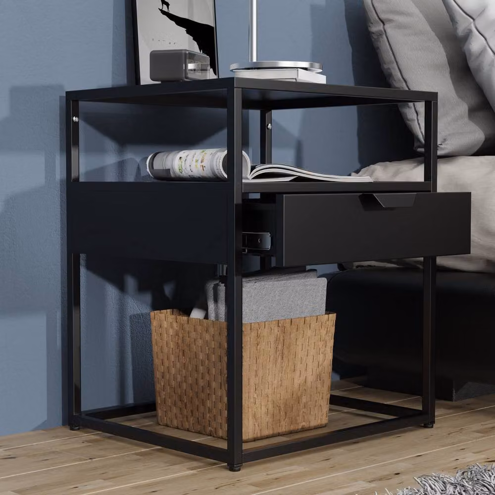 VCM Flokas M Metal Bedside Table in Matt Black, W/D/H: 40 x 40 x 55 cm – 3