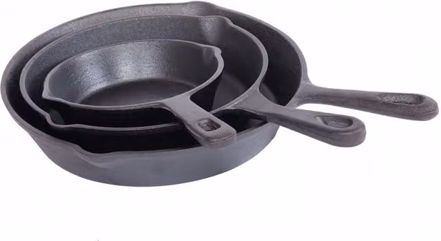 Oypla Set of 3 Black Non Stick Cast Iron Frying Pans