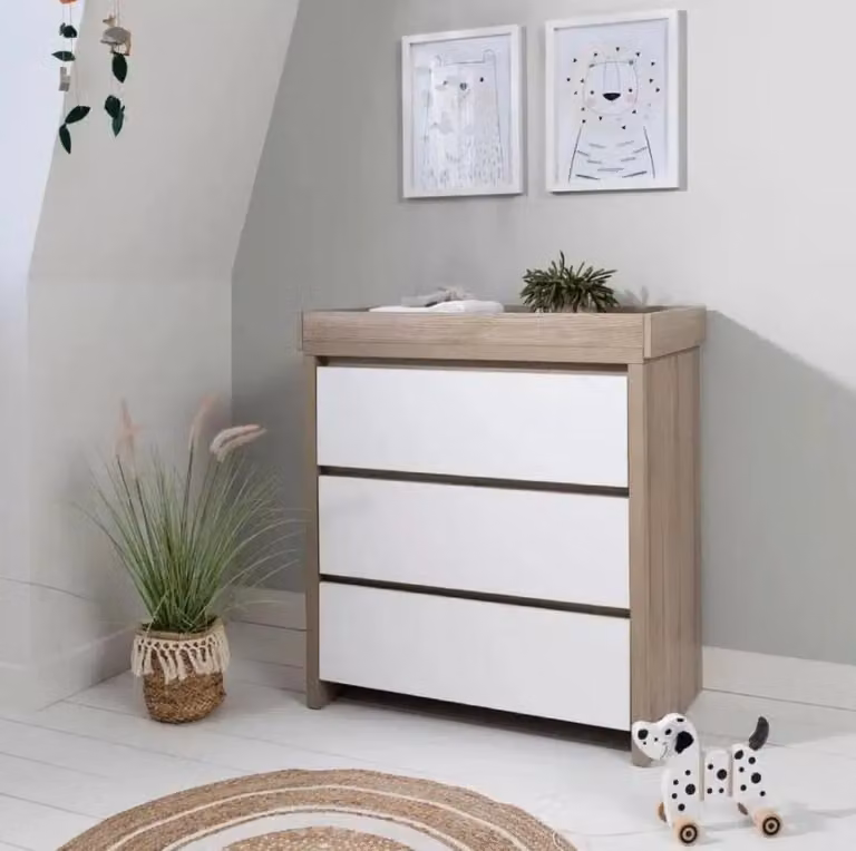 Modena White Oak 3 Drawer Changing Unit for Nursery Furniture