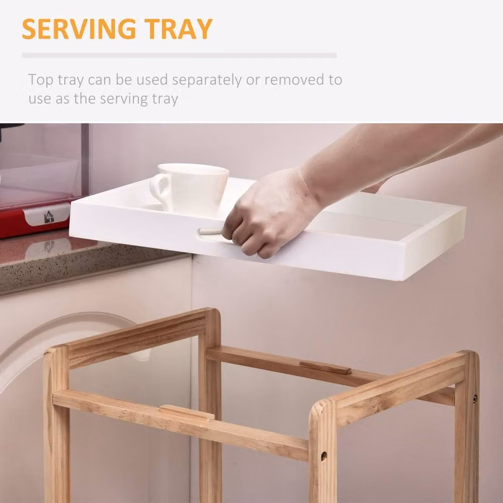 Wyld Haus Vesa 3 Tier Mobile Kitchen Trolley with Removable Tray, White, H 74.5 x W 35.0 x D 35.0 cm – 4