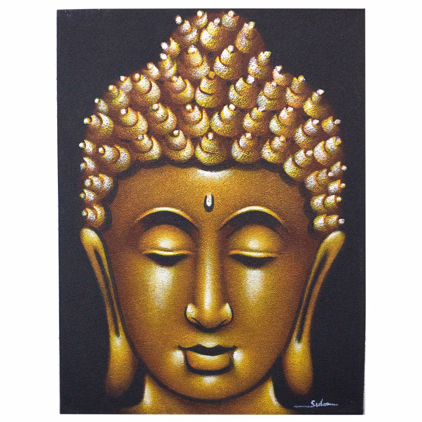 KDMD Buddha Painting in Yellow with Gold Sand Finish – 2