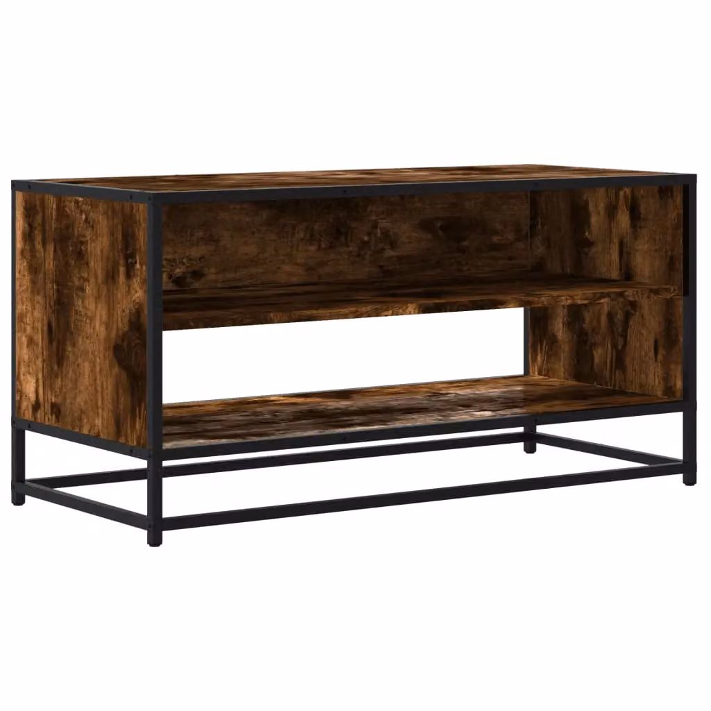 Berkfield Home Industrial TV Cabinet in Smoked Oak and Brown, W/D/H: 91 x 40 x 46 cm – 2
