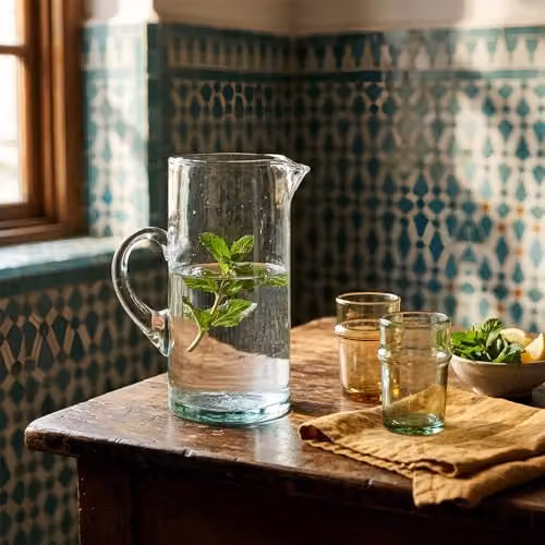 Nicola Spring Jebel Recycled Glass Jug, 1 l, Transparent – 5
