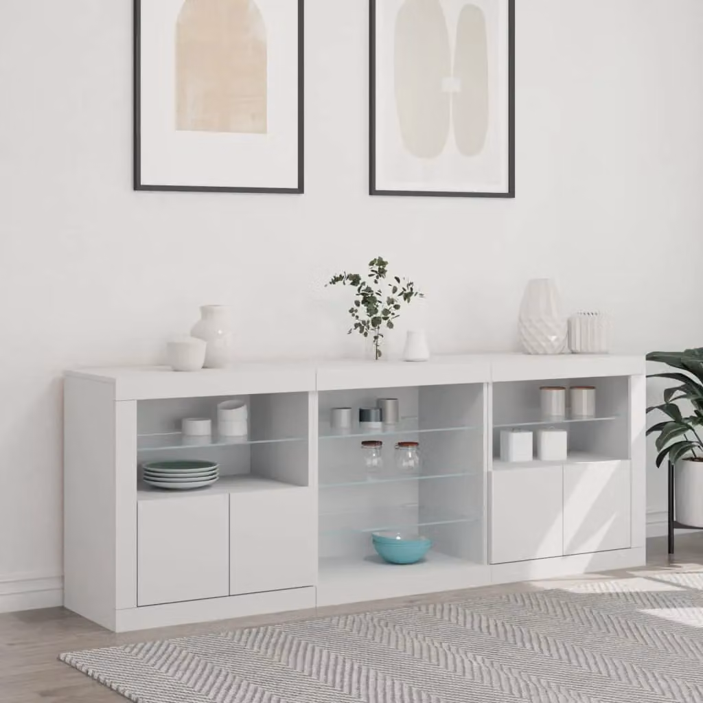 Berkfield Home Modern White Sideboard with Integrated LED Lighting W/D/H: 181.5 x 37 x 67 cm – 3