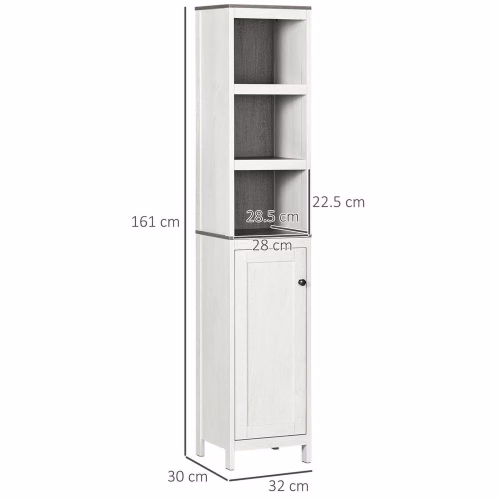 EONLION White Freestanding Modern Bathroom Storage Cabinet with Hinged Doors and Open Shelf – 2