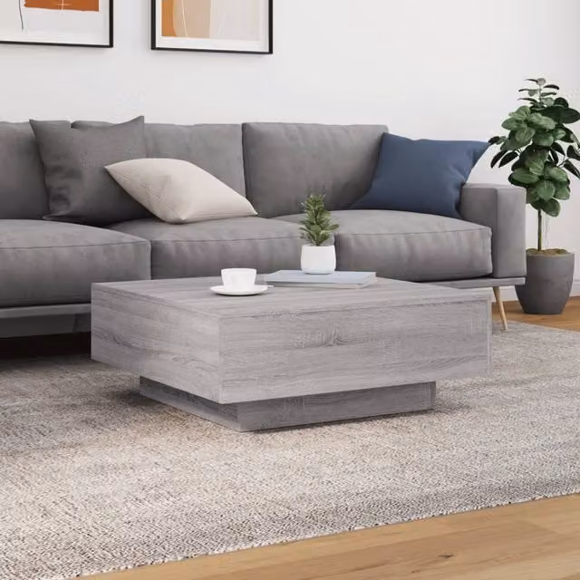 Berkfield Home Modern Square Coffee Table in Grey Sonoma, W/D/H: 80 x 80 x 31 cm