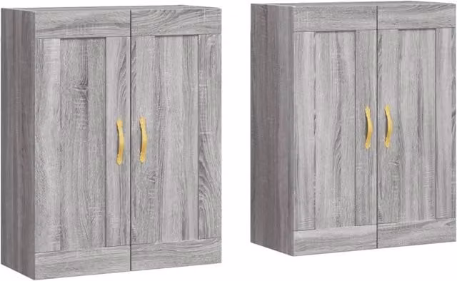 Berkfield Home Set of 2 Wall Mounted Cabinets in Grey Sonoma Matt Engineered Wood
