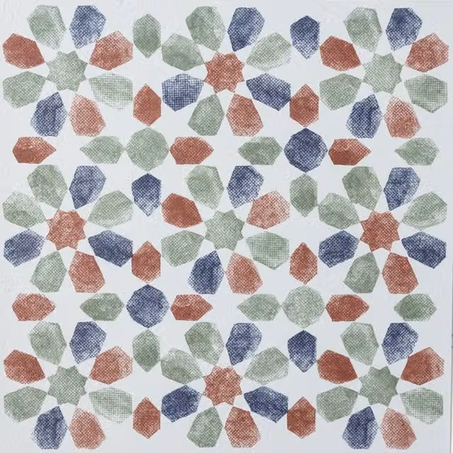 d-c-fix Spanish Leaves Mediterranean Floral Self-Adhesive Vinyl Floor Tiles, Green and Multicolour, 1sqm