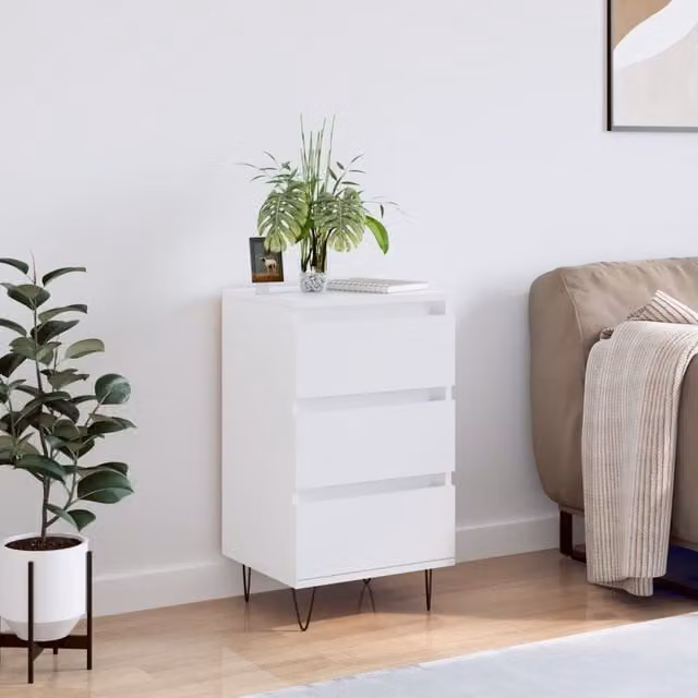 Berkfield Home Modern White Matt Sideboard in Engineered Wood W/D/H: 40 x 35 x 70 cm