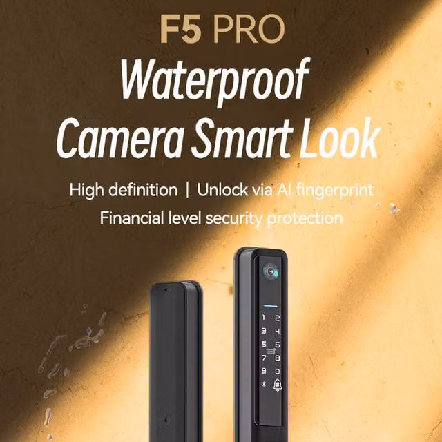 EnerJ Smart Black Smart Doorlock with Peephole Camera and Fingerprint Recognition