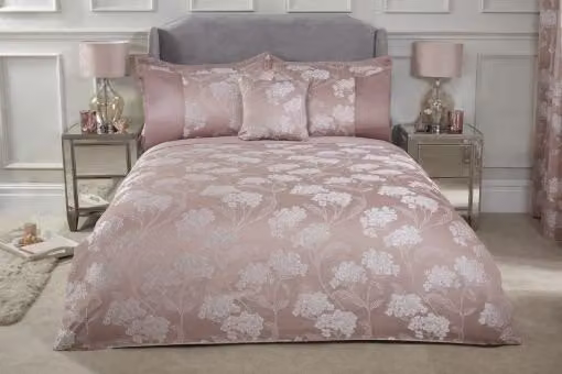 New Edge Blinds English Garden Pink Floral Jacquard Duvet Cover, W: 180 cm x D: 200 cm