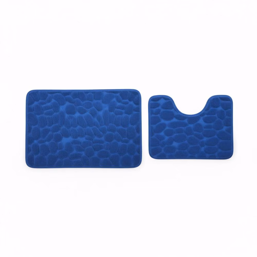 Snug City Pebble Design Memory Foam Bath Mat Set in Blue, W: 50 cm x L: 80 cm – 2