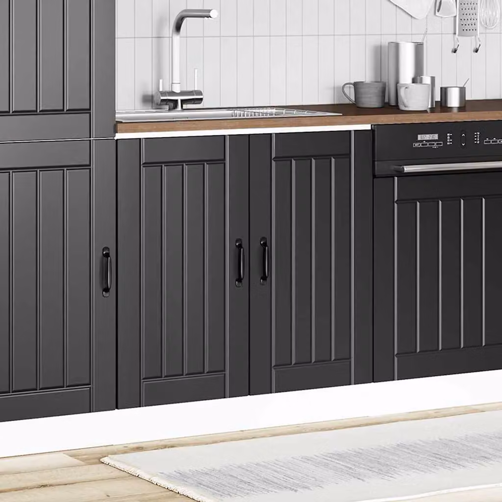 Berkfield Home Lucca Black Matt Sink Base Cabinet Unit – 2