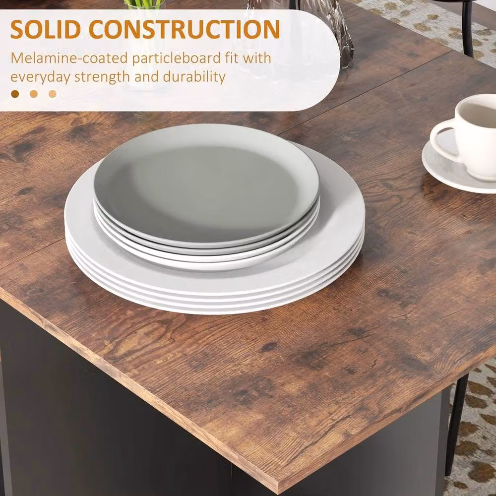 NESTLUNE Foldable Drop Leaf Dining Table with Storage in Rustic Brown – 3