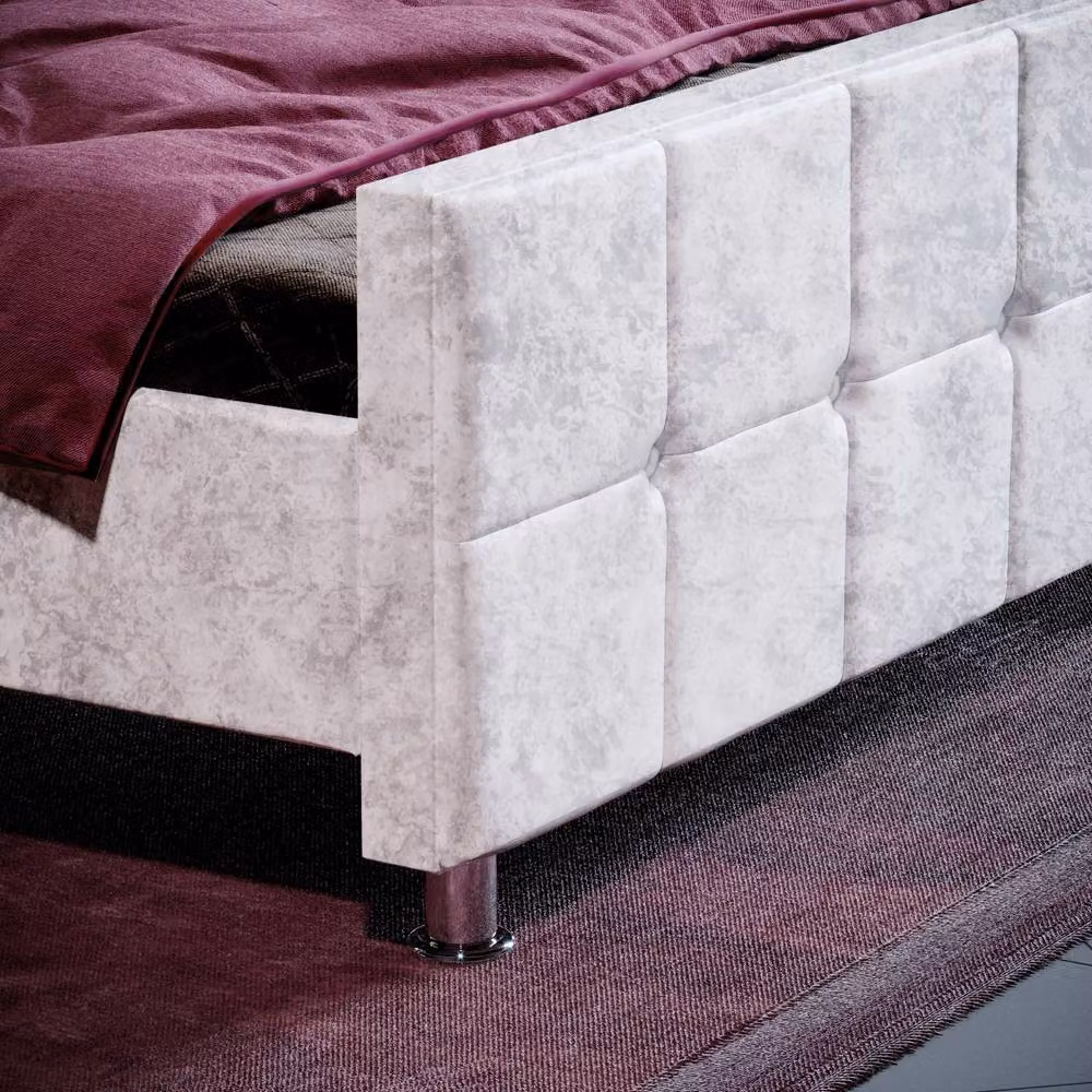 HD Designs Valentina King Size Bed Frame in Silver Velvet Fabric with Storage W/D/H: 180 x 200 cm – 4