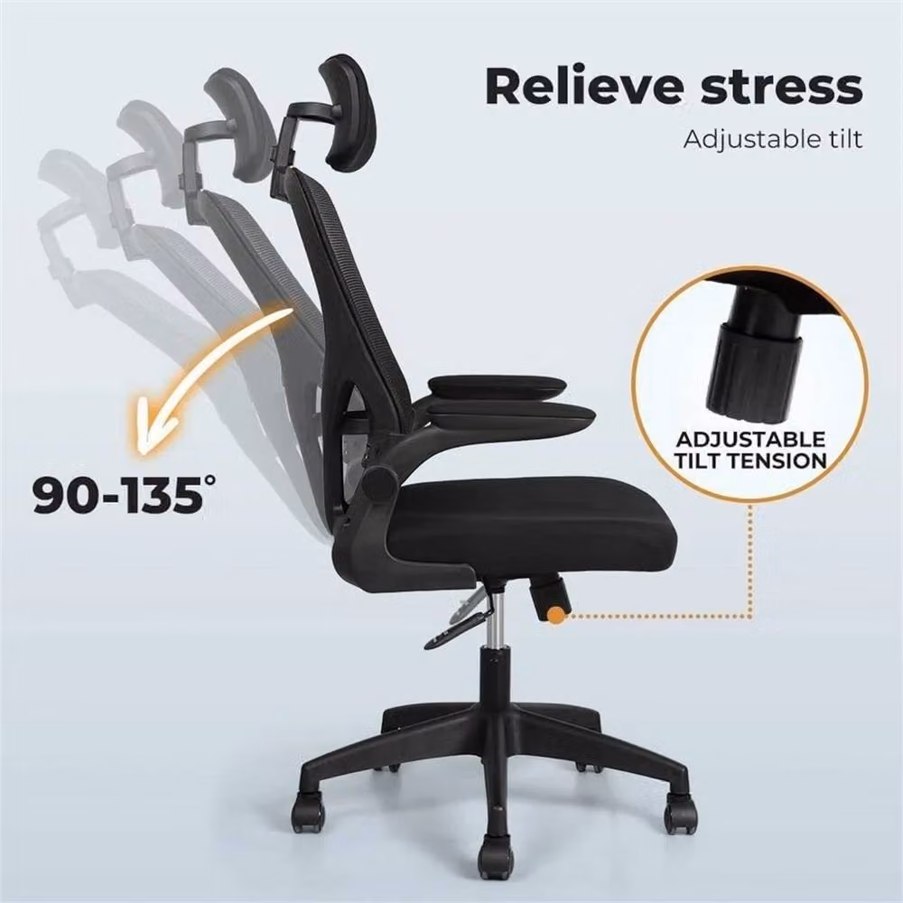 Kelvenix Ergonomic Black Mesh Executive Office Chair with Headrest and Armrests – 5