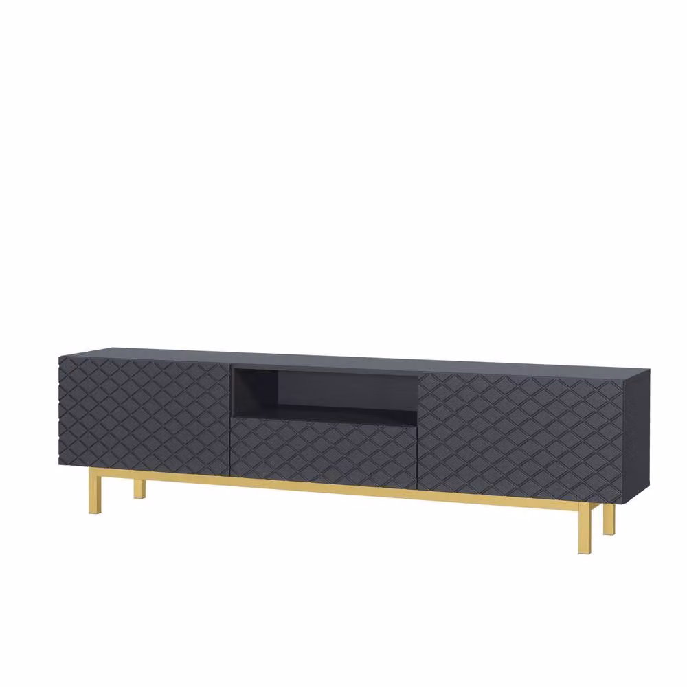 Mex Furniture LTD Diamond Luxe TV Unit in Dark Grey and Gold, W: 180 cm, D: 35 cm, H: 50 cm – 3