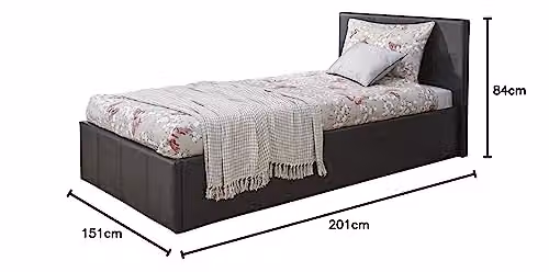 GFW Modern Upholstered Fabric Ottoman Bed Frame with Lift Up Base in Black or Grey, W/D/H: 151.0 x 140 x 200.98 cm – 2