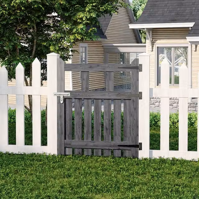 Livingandhome Spruce Wood Garden Single Fence Gate with Raised Sides, Grey, W: 76 cm, H: 90 cm