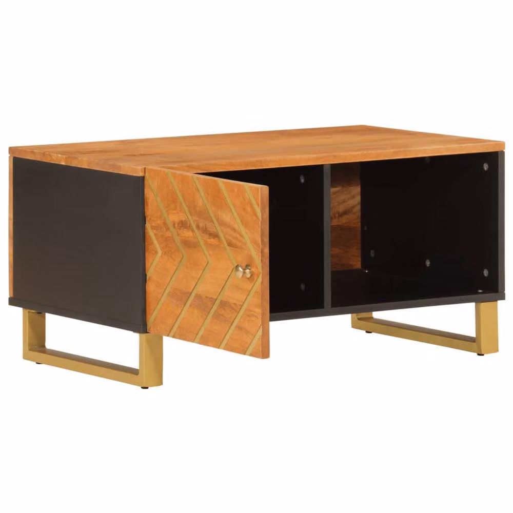 Berkfield Home Industrial Mango Wood Coffee Table in Brown and Black, W/D/H: 80 x 50 x 40 cm – 3