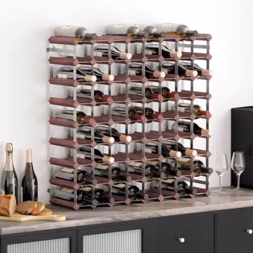 vidaXL Brown Solid Pine Wood Wine Rack for 72 Bottles, W/D/H: 80 x 22.5 x 80 cm – 2