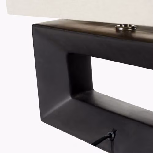 Pacific Lifestyle Abstract Square Ceramic Table Lamp with Beige Fabric Shade, Black, W: 32 cm, D: 16 cm, H: 34.5 cm – 4