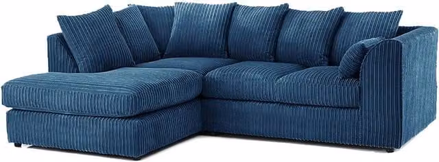 Bliss Furniture Left Hand L Shape Corner Sofa in Blue Jumbo Cord Fabric