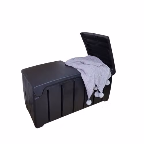 Samuel ALEXANDER Black Weatherproof Large Garden Storage Box with Butterfly Opening Top and Padlock Hole, W: 115 cm, D: 55 cm, H: 60 cm – 2