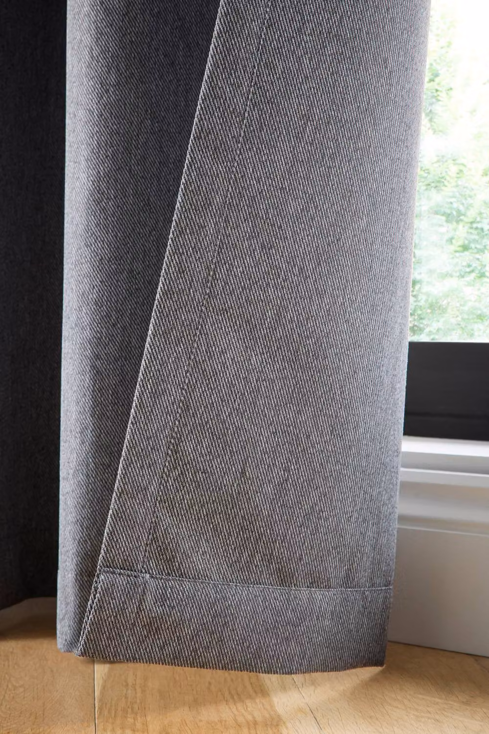 Curtina Plain Twill Woven Texture Blackout Eyelet Curtains in Charcoal Grey, W: 229 cm, H: 229 cm – 3