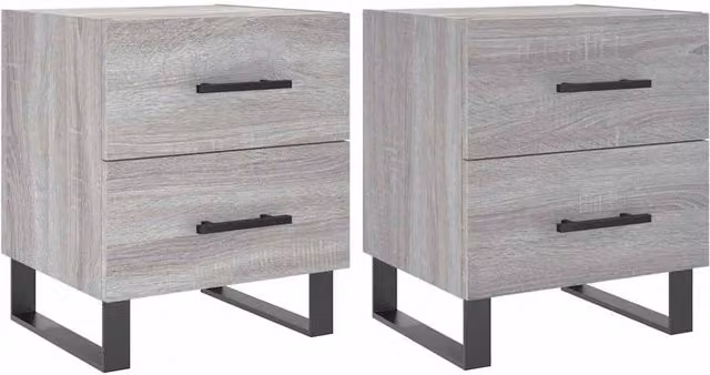 Berkfield Home Set of 2 Grey Sonoma Bedside Cabinets, W/D/H: 40 x 35 x 47.5 cm – 1